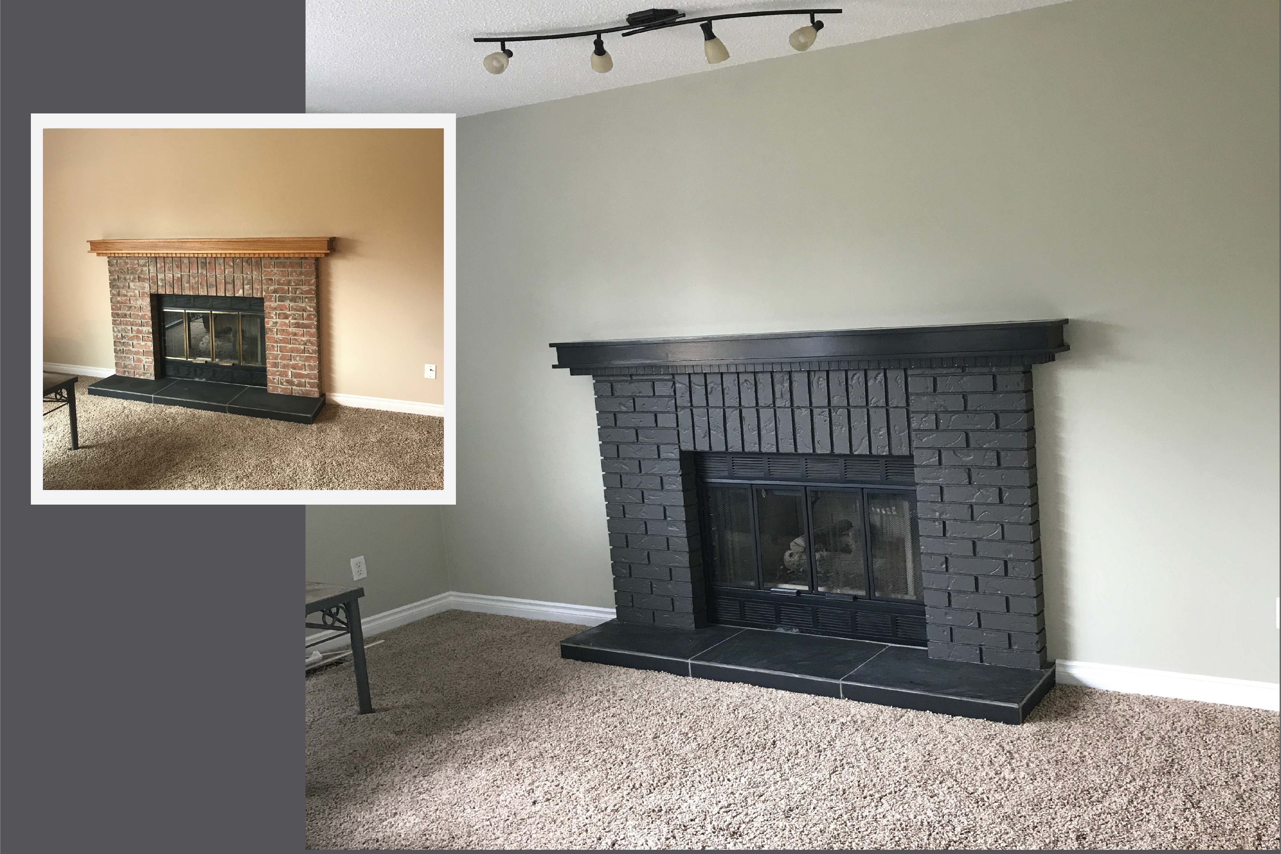 Fireplace Re Paint Before And After Evolve Painting Edmonton   Fireplace Before And After 