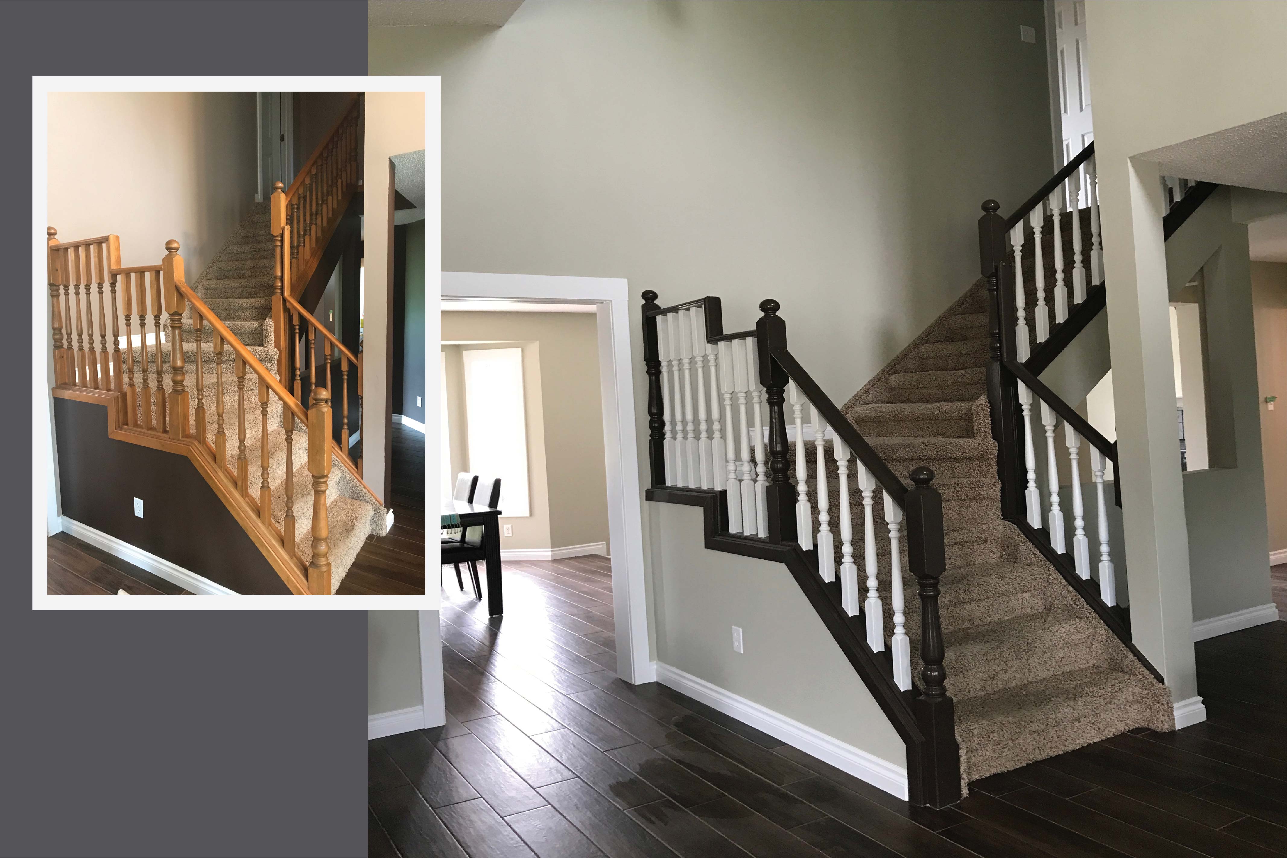 Stair Case Re-paint Before and After - Evolve Painting Edmonton ...